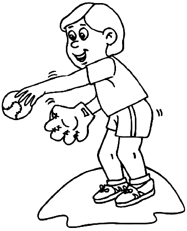Baseball Coloring Page | Little Boy Throwing Baseball