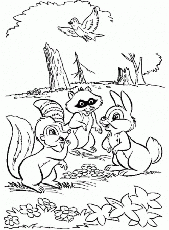 Thumper And Friends Coloring Pages - Bambi Cartoon Coloring Pages 