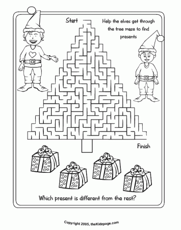 Christmas Tree Maze Free Coloring Pages for Kids - Printable ...
