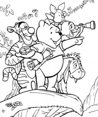 Cute Cartoon Pooh Piglet With Eeyore And Tiger Coloring Pictures