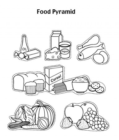 Food Pyramid Coloring Pages : Food Pyramid With Fruit And And 