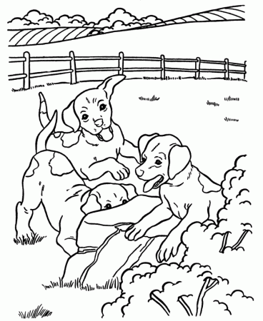 Dog Coloring Pages | Printable Farm hound dogs coloring page sheet 