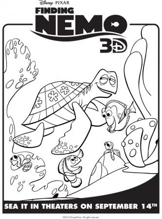 Finding Nemo's Marlin, Dory, & Crush - Free Printable Coloring Pages