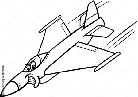 jet fighter plane coloring page Stock Vector | Adobe Stock