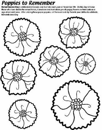 Poppies to Remember coloring page | remembrance day activities ...