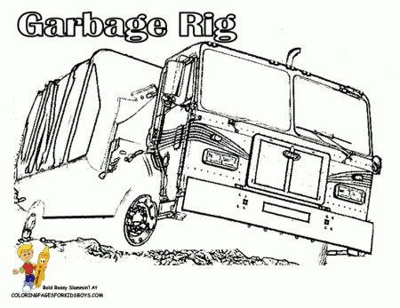 Garbage Truck Coloring Page - Coloring Pages for Kids and for Adults