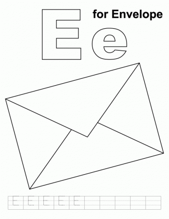 E for envelope coloring page with handwriting practice | Download ...