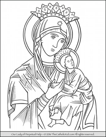 Our Lady of Perpetual Help Coloring Page - TheCatholicKid.com