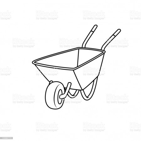 Vector Illustration Of Wheelbarrow Isolated On White Background For Kids Coloring  Book Stock Illustration - Download Image Now - iStock