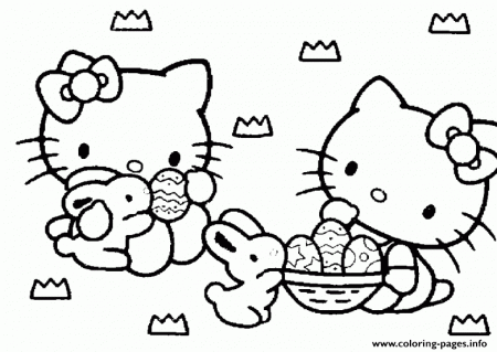 Hello Kitty And Easter Eggs 0d98 Coloring Pages Printable