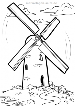 Coloring page windmill - free coloring pages