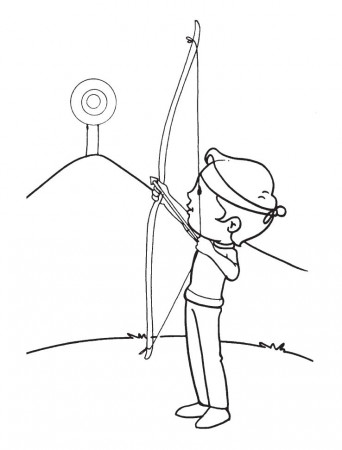Archer practice at high target coloring page | Download Free Archer  practice at high target coloring page for kids | Best Coloring Pages