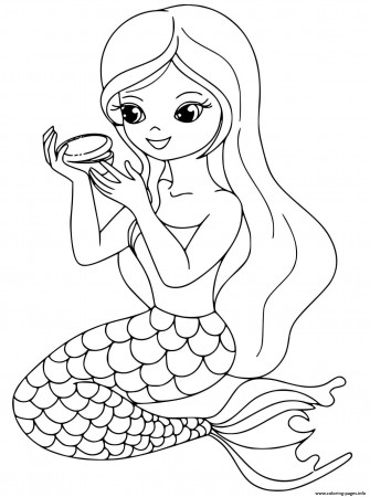 Mermaid Makeup Girl Time Coloring Pages Printable