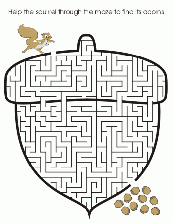 Acorn maze printable - Thanksgiving - Acorn Coloring Pages For Kids