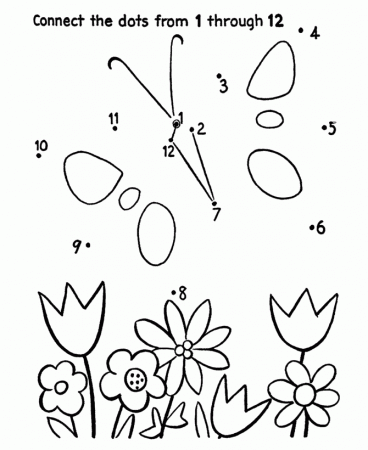 Dot-to-Dot Activity Page | Butterfly and flowers | Connect the ...