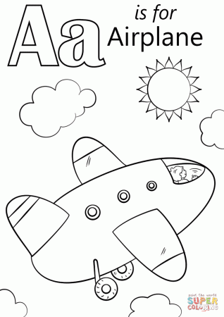 Letter A is for Airplane coloring page | Free Printable Coloring Pages