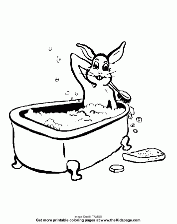 Rabbit in a Bath Tub - Free Coloring Pages for Kids - Printable Colouring  Sheets