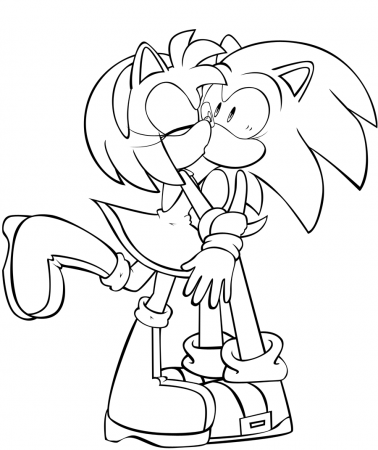 Amy Rose Kissing Sonic Coloring Page - Free Printable Coloring ...
