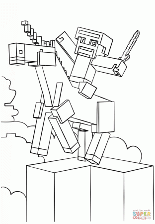 Minecraft Unicorn coloring page | Free Printable Coloring Pages