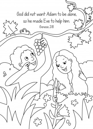 Free Bible Coloring Page Adam and Eve