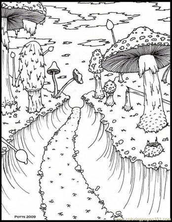 Coloring Pages Hthroughmushroomforestsmall 1 (Natural World 