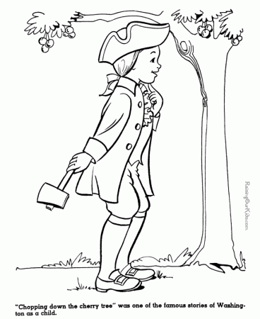George Washington and cherry tree coloring page 017