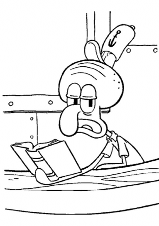 SquidWard Reading A Book In Krusty Krab Coloring Page : Color Luna |  Spongebob coloring, Coloring books, Spongebob drawings