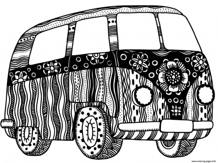 Trippy Aesthetics Road Trip 70s Vibes 1 Coloring page Printable
