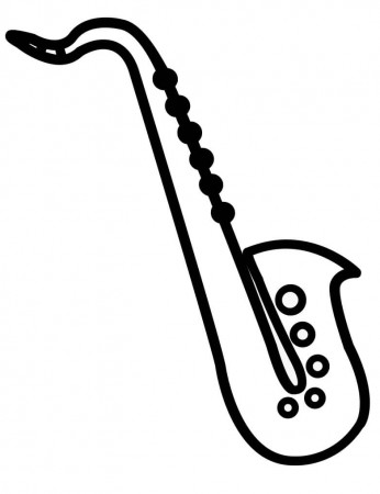 Simple Saxophone 3 Coloring Page - Free Printable Coloring Pages for Kids
