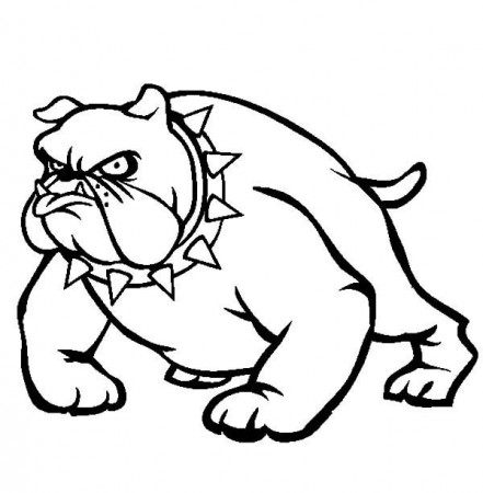 Bulldog Wearing Spikey Necklace Coloring Pages | Best Place to Color