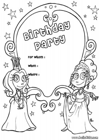 BIRTHDAY INVITATIONS coloring pages - Princess : Birthday party ...