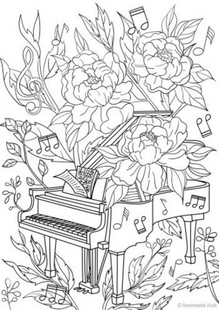 Piano - Printable Adult Coloring Page from Favoreads (Coloring book pages  for adults and kids, Coloring sheets, Colouring designs)