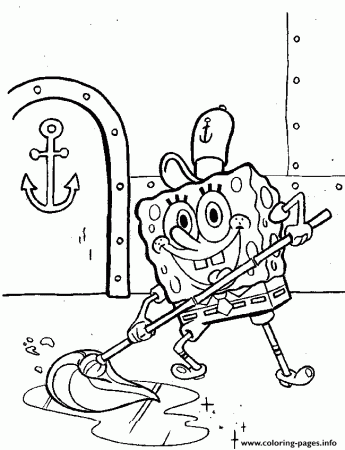 Cleaning The Floor Coloring Pages Printable