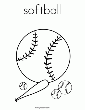 softball Coloring Page - Twisty Noodle