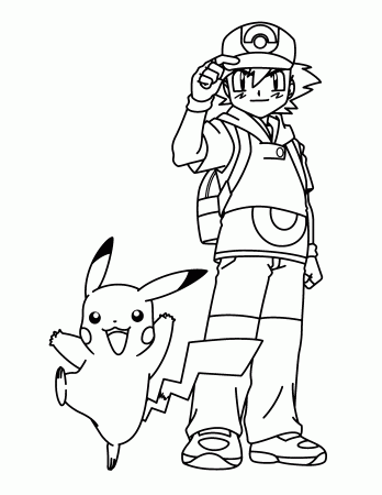 Ash And Pikachu - Coloring Pages for Kids and for Adults
