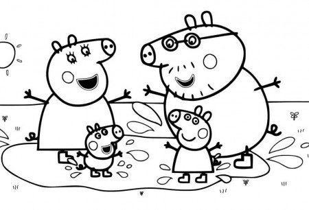 Peppa Pig Family Having Fun Coloring Page - Free Printable Coloring Pages  for Kids