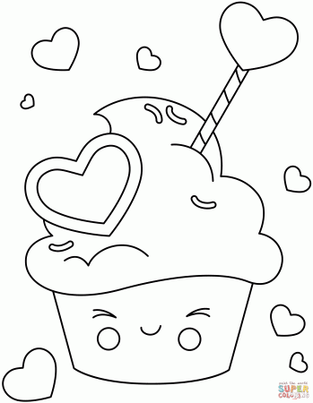 Kawaii Cupcake coloring page | Free Printable Coloring Pages