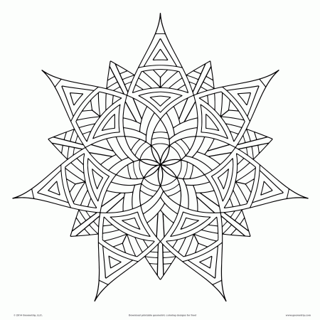 printable geometric. abstract design coloring pages. adult ...