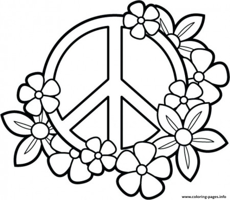 Peace Flowers For Teenage Girls Coloring Pages Printable