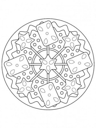 Mandala Christmas Ornaments Mosaic Coloring Page - Free ...