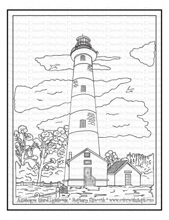 Assateague Island Lighthouse Free Coloring Page - Color with Steph