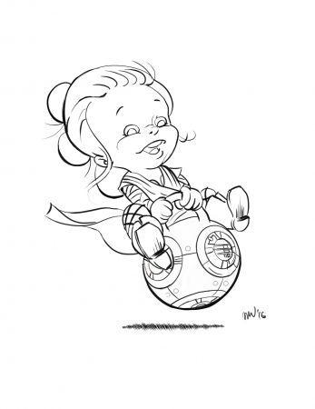 Rey And BB-8 In Star Wars Coloring Page - Free Printable Coloring Pages