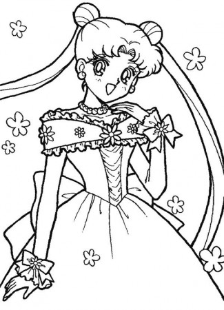 Sailor Moon Usagi Tsukino in Wedding Dress Coloring Page: Sailor ...