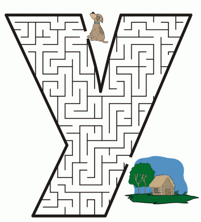 Small Letter y Coloring Pages Maze | Coloring
