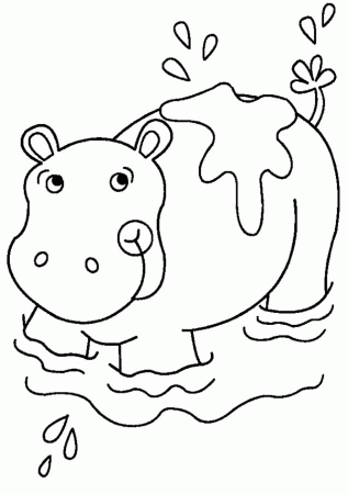 Cartoon Hippo Coloring Pages Animals - Coloring Pages For All Ages