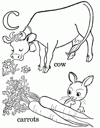 Carrot And Cow Coloring Pages Alphabet C | Alphabet Coloring pages ...