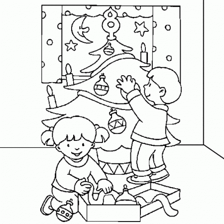 Decorating Christmas Tree Coloring Pages For Kids Christmas ...