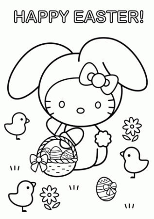 Hello Kitty Happy Easter coloring page | Free Printable Coloring Pages