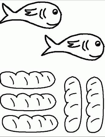 5 Loaves And 2 Fishes Coloring Sheet - High Quality Coloring Pages
