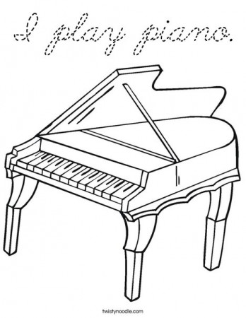 I play piano Coloring Page - Cursive - Twisty Noodle
